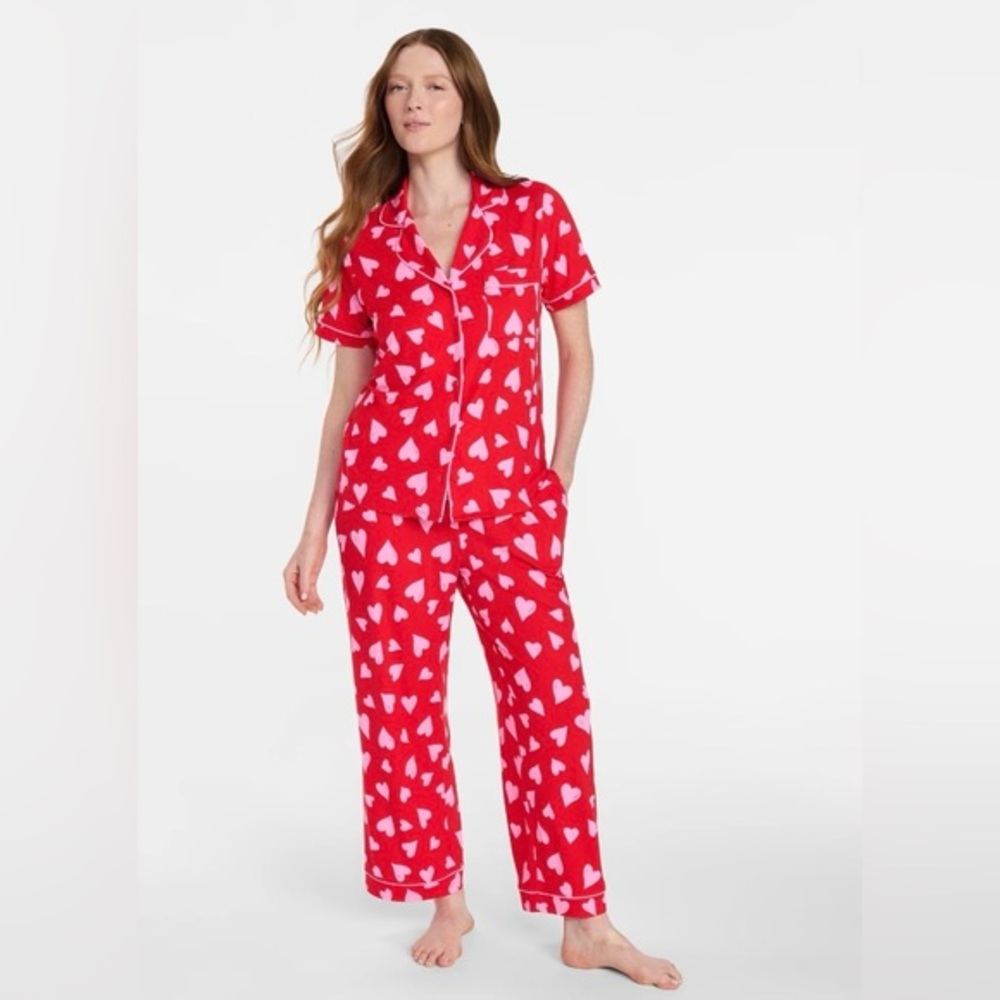 Red Heart Print Women's Pajama Set
